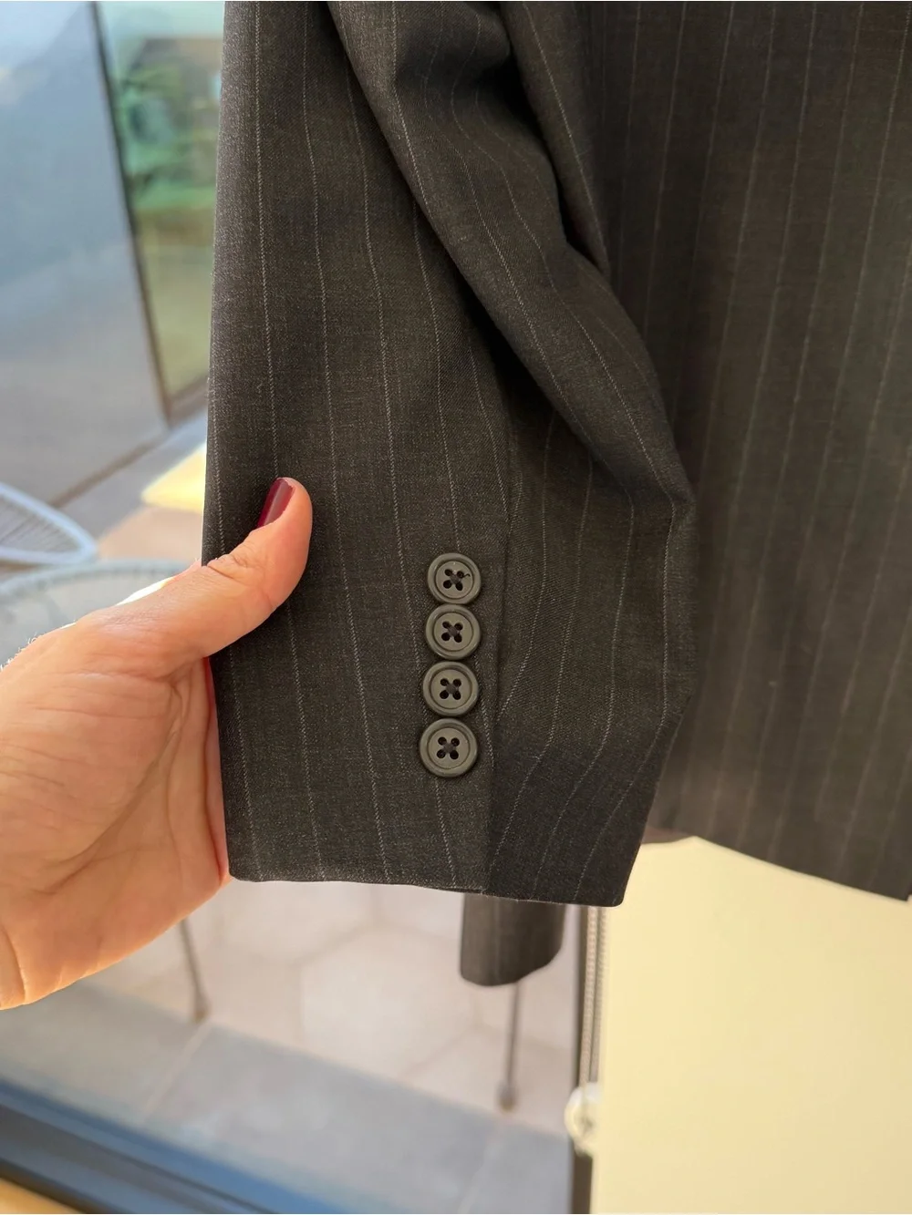 Hart Schaffner Marx Charcoal Gray Pinstripe Two-Button Blazer